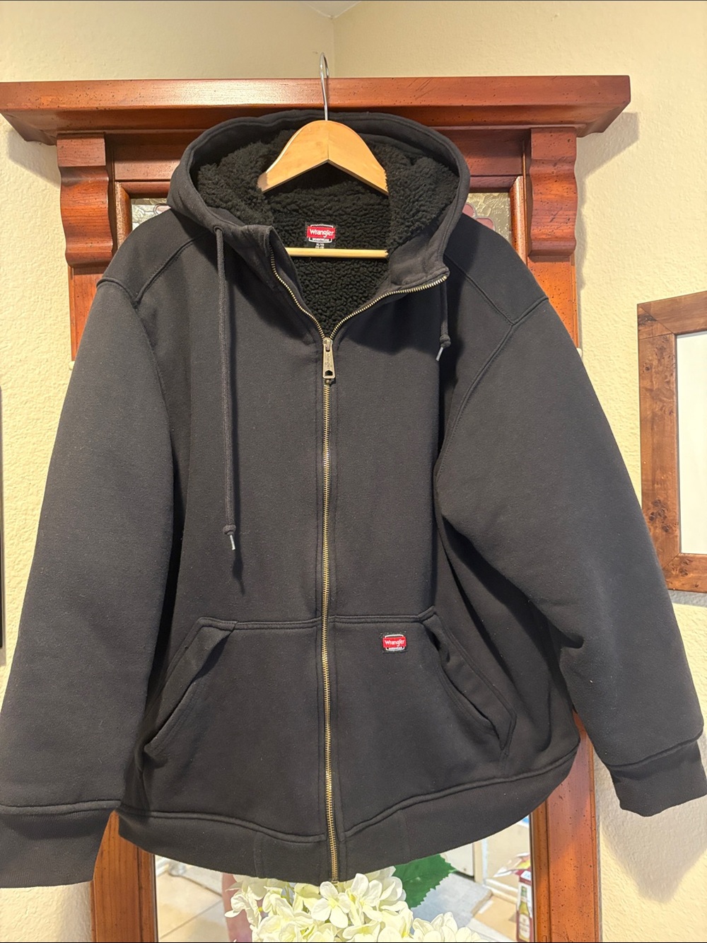 Wrangler Black Sherpa-Lined Zip Hoodie